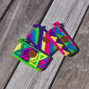 Trio petites pochettes Wayuu fluo